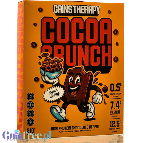 Gains Therapy Cocoa Crunch - gluten-free keto chocolate cereal with high protein content