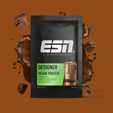 ESN Vegan Designer Protein, Milky Chocolate 30g - vegan protein supplement with stevia, Milk Chocolate flavor