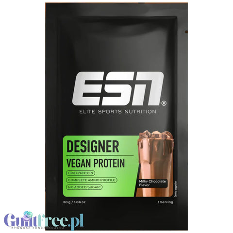 ESN Vegan Designer Protein, Milky Chocolate 30g - vegan protein supplement with stevia, Milk Chocolate flavor