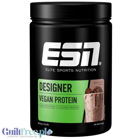 ESN Vegan Designer Protein, Dark Cookie 0.9 kg - vegan protein supplement without soy and gluten, flavor Cookie & Dark Chocolate