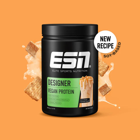ESN Vegan Designer Protein, Cinnamon Cereal - soy-free vegan protein supplement, Cinnamon Breakfast cereal flavor