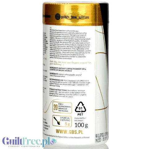 GBS Angelo Salted Caramel - flavored instant coffee 60mg caffeine without sugar or sweeteners