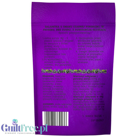 Funky Jelly Blackcurrant x 15 porcji - kwaśna galaretka bez cukru 19kcal, smak czarna porzeczka