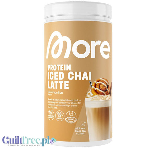 More Nutrition Protein Iced Chai Latte Cinnamon Bun 500g - protein coffee with cinnamon & glucomannan, 16g protein & 97kcal