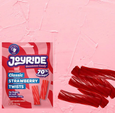 Joyride Uncommon Candy, Strawberry Twists - vegan fiber strawberry jelly beans, 70% less kcal