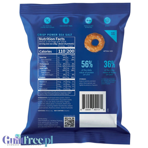 Crisp Power Protein Pretzels Sea Salt - keto protein pretzels salted, 28g protein & 200kcal