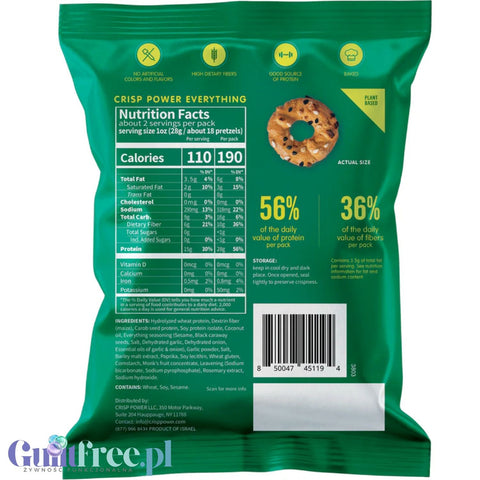 Crisp Power Protein Pretzels Everything Spice - keto precelki proteinowe, 28g białka & 190kcal
