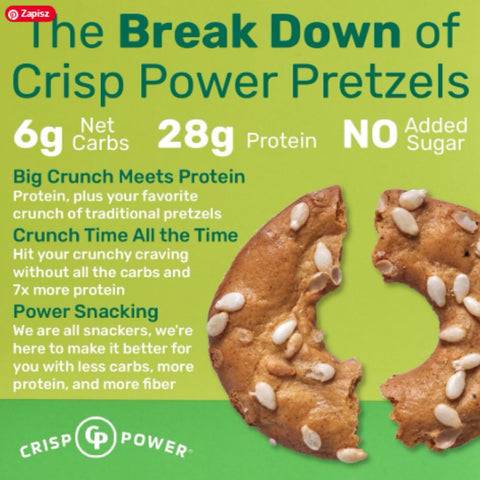 Crisp Power Protein Pretzels Everything Spice - keto protein pretzels, 28g protein & 190kcal