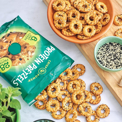 Crisp Power Protein Pretzels Everything Spice - keto protein pretzels, 28g protein & 190kcal