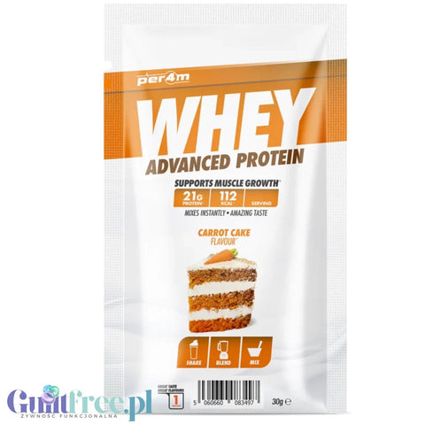 Per4m Whey Advanced Protein Carrot Cake 30g sachet - dense protein supplement WPC, WPI & MPC, Carrot Cake