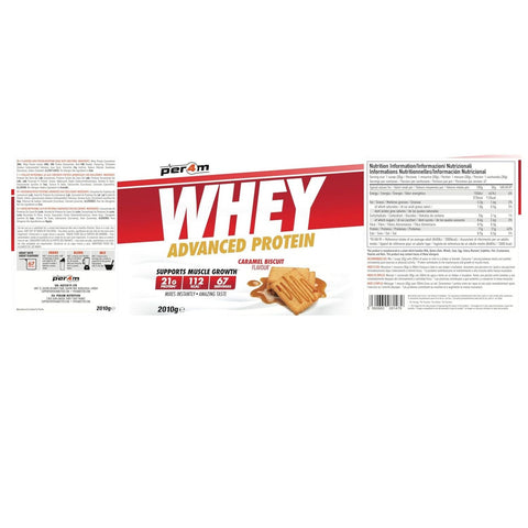 Per4m Whey Advanced Protein Caramel Biscuit 2kg - dense protein supplement WPC, WPI & MPC, Caramelized Biscuit