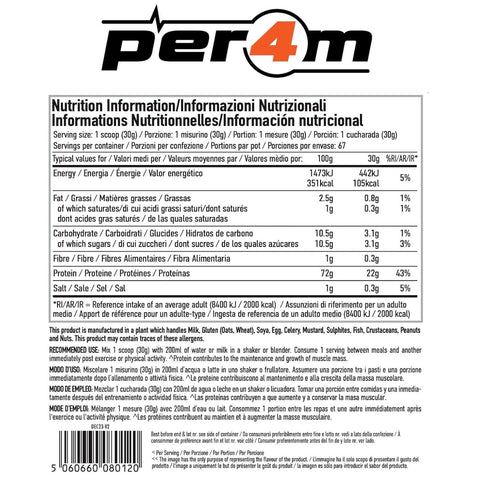 Per4m Whey Advanced Protein Raspberry White Chocolate 2kg - dense protein supplement WPC, WPI & MPC, White Chocolate & Raspberry