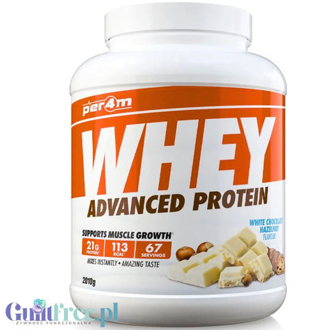 Per4m Whey Advanced Protein White Chocolate Hazelnut 2kg - dense protein nutrient WPC, WPI & MPC, White Chocolate & Hazelnut.