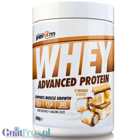 Per4m Whey Advanced Protein S'mores 900g - dense protein nutrient WPC, WPI & MPC.