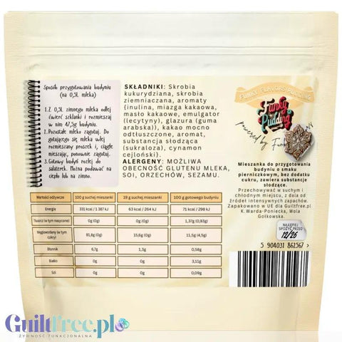 Funky Pudding Gingerbread - kremowy budyń bez cukru o smaku pierniczkowym, 12 porcji