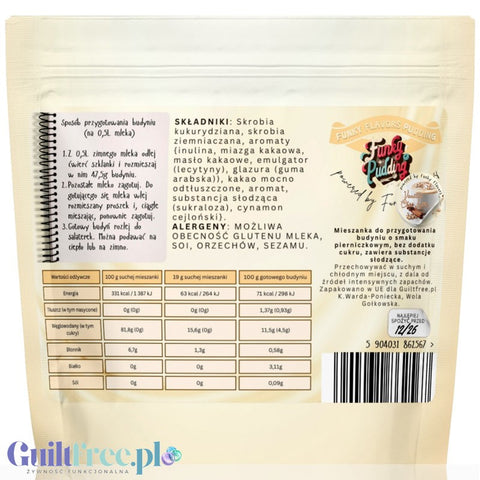 Funky Pudding Vanilla Chai - kremowy budyń bez cukru o smaku waniliowo-korzennym, 12 porcji