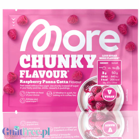 More Nutrition Chunky Flavor Raspberry Panna Cotta, saszetka 30g - wegański aromat w proszku 7kcal, smak Malina & Śmietanka