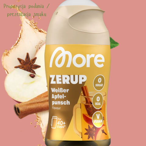 More Nutrition Zerup White Apple Punch na 8L - skoncentrowany syrop do wody bez cukru i kalorii, zimowy kompot z jabłek