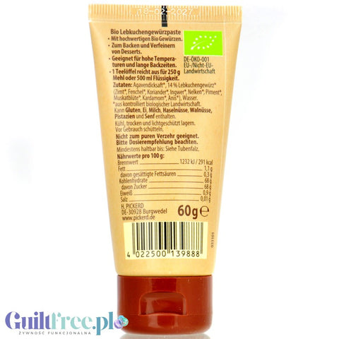Pickerd Bio Lebkuchen Gewürz-Paste - wegańska pasta piernikowa z syropem z agawy