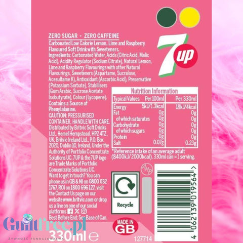 7up Pink Lemonade Zero Sugar 330ml - pink lemonade without sugar