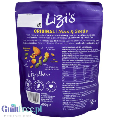 Lizi's Granola Pistachio & Passionfruit - owsiana granola Marakuja & Pistacje GL7