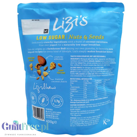 Lizi's Low Sugar Nuts and Seeds 400g - granola płatki śniadaniowe bez dodatku cukru