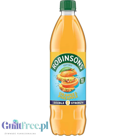 Robinsons Double Strength Orange & Pineapple 0,75L - skoncentrowany syrop do rozcieńczania bez cukru, Ananas & Pomarańcza