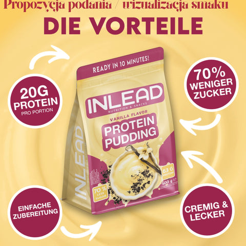 Inlead Protein Pudding Vanilla 0,5kg - waniliowy budyń białkowy, 19g białka w porcji 104kcal