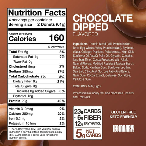 Legendary Foods Protein Donuts Chocolate Dipped - czekoladowe keto donuty bez glutenu 20g białka