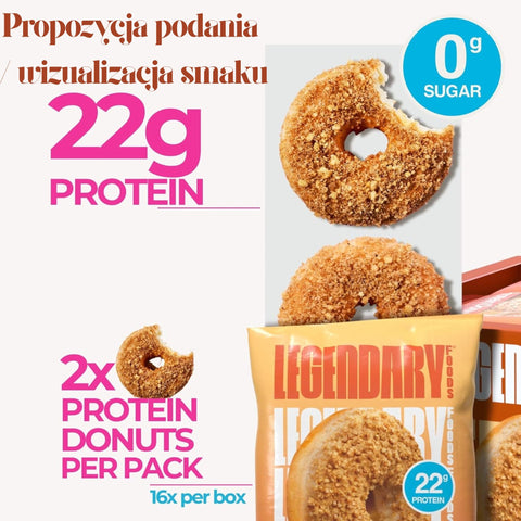 Legendary Foods Protein Donuts Cinnamon Crumble - donuty bez glutenowe 20g białka z posypką