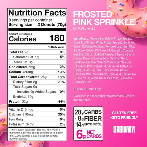 Legendary Foods Protein Donuts Pink Sprinkle - keto protein donuts without sugar and gluten 20g protein