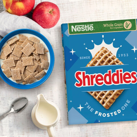 Nestle Shreddies Frosted - always crunchy whole grain topped breakfast cereal