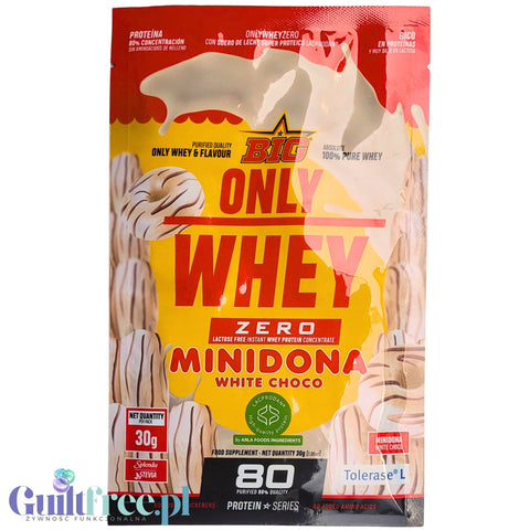 BIG® Only Whey Zero Minidona White Choco 30g - Lacprodan WPC protein supplement with white chocolate.