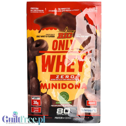 BIG® Only Whey Zero Minidona 30g - Lacprodan WPC protein nutrient with dunut flavor with chocolate.