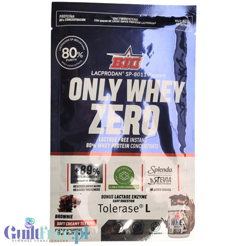 BIG® Only Whey Zero Brownie 30g - creamy WPC Lacprodan 80 protein supplement with stevia.