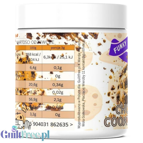 Funky Flavors Splash Chocolate Chip Cookie Dough 50g - aromat słodzący w proszku bez cukru, smak Maślanego Herbatnika