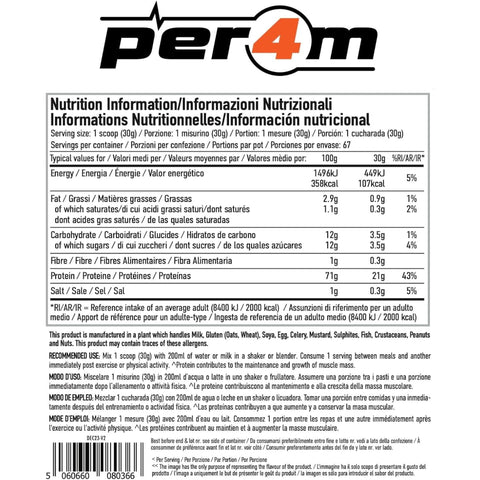 Per4m Whey Advanced Protein White Chocolate 900g - dense protein supplement WPC, WPI & MPC, White Chocolate