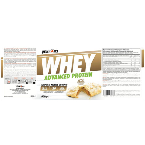 Per4m Whey Advanced Protein Apple Strudel 900g - a nutrient dense protein supplement WPC, WPI & MPC