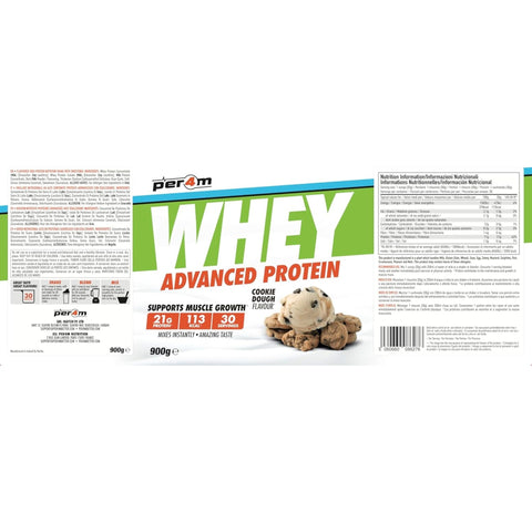 Per4m Whey Advanced Protein Cookie Dough 900g - dense protein nutrient WPC, WPI & MPC.