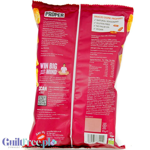 Proper Chips Barbecue Lentil 85g - chipsy z soczewicy o smaku barbecue