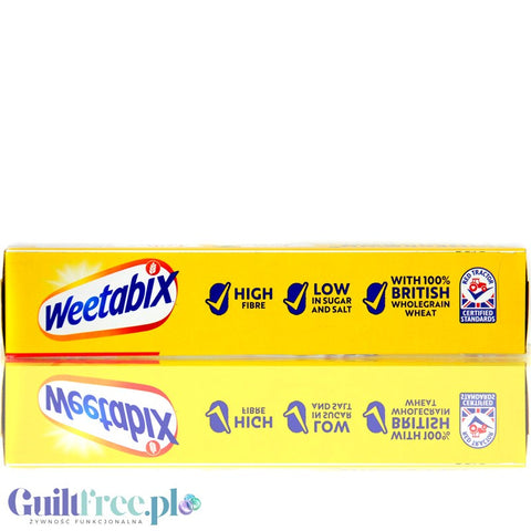 Weetabix 12 sztuk - prasowane pełnoziarniste płatki śniadaniowe w brykietach z żelazem i witaminami