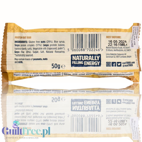 Trek Protein Flapjack Original Oat - gluten-free vegan dark chocolate bar 9g protein
