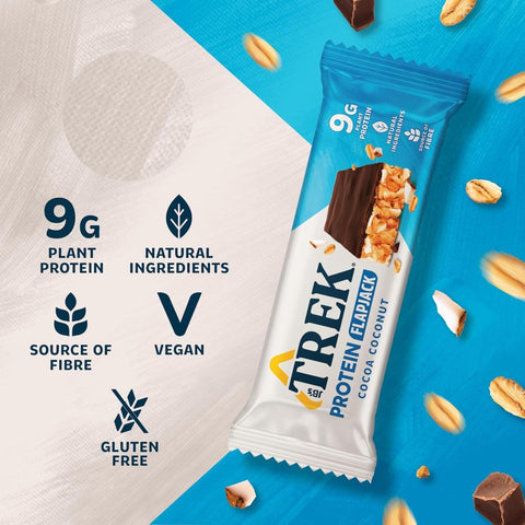Trek Protein Flapjack Cocoa Coconut - gluten-free vegan dark chocolate bar 9g protein