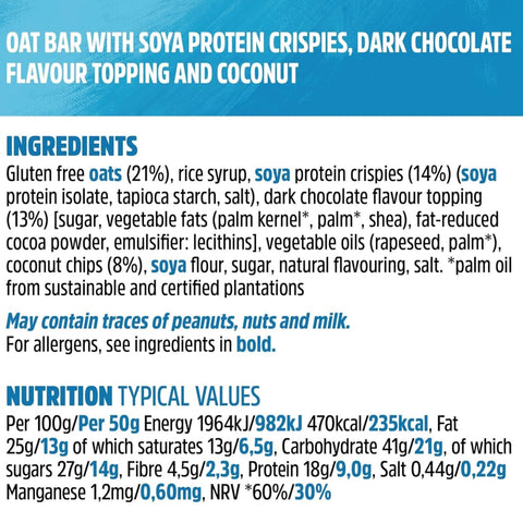 Trek Protein Flapjack Cocoa Coconut - gluten-free vegan dark chocolate bar 9g protein