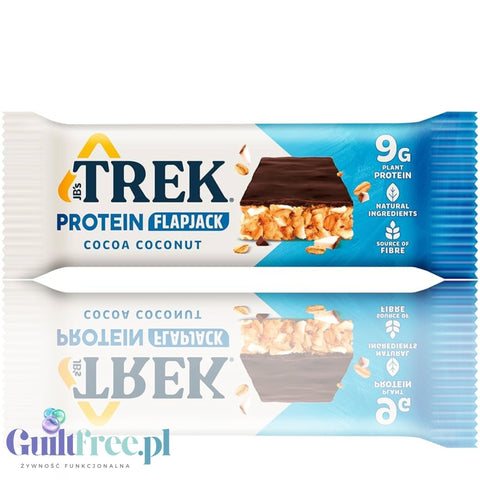 Trek Protein Flapjack Cocoa Coconut - gluten-free vegan dark chocolate bar 9g protein