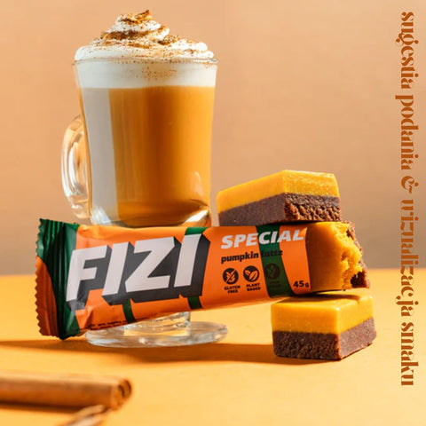 FIZI Special Pumpkin Latte - vegan gluten-free pumpkin and cinnamon bar with no sugar.