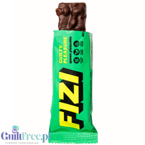 FIZI Guilty Pleasure Queen Pistachio - wegański bezglutenowy baton z daktylami, pistacją i nadzieniem karmelowym