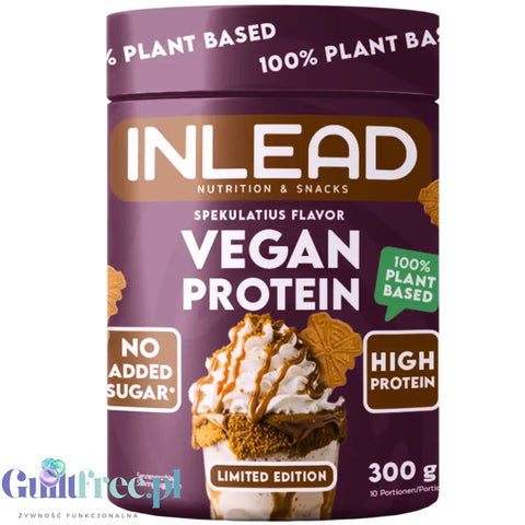 Inlead Vegan Protein Spekulatius 300g - wegańska odżywka proteinowa na bazie 4 białek roślinnych ze stewią