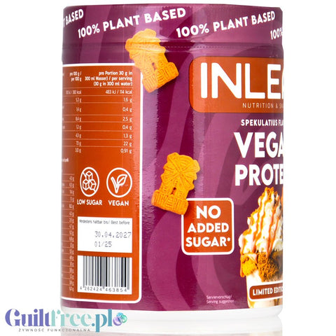 Inlead Vegan Protein Spekulatius 300g - wegańska odżywka proteinowa na bazie 4 białek roślinnych ze stewią