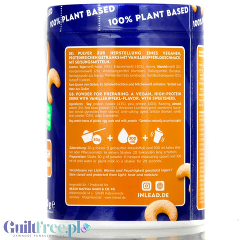 Inlead Vegan Protein Vanillekipferl 300g - wegańska odżywka proteinowa na bazie 4 białek roślinnych ze stewią